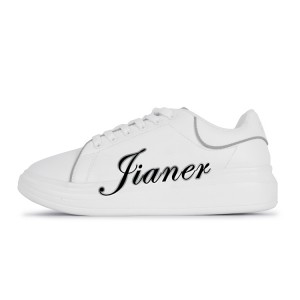 JIANER Velkoobchod Kvalita Vlastní Logo Levné Ženy Muži Zapatos Kůže Bílé Ploché Neformální boty Unisex