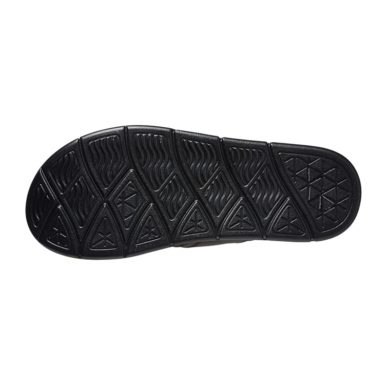 China Brand Customized High Quality Solid Black Flat Leather Summer Flip Flops Men